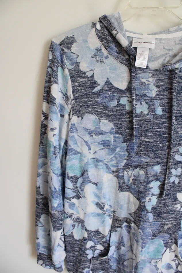 Alfred Dunner Blue Floral Lightweight Sweater Hoodie S Alfred Dunner Rings