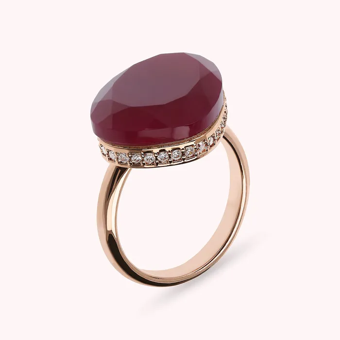 Bronzallure Rings Anello Cocktail Goccia con Pietra Naturale e Cubic Zirconia
