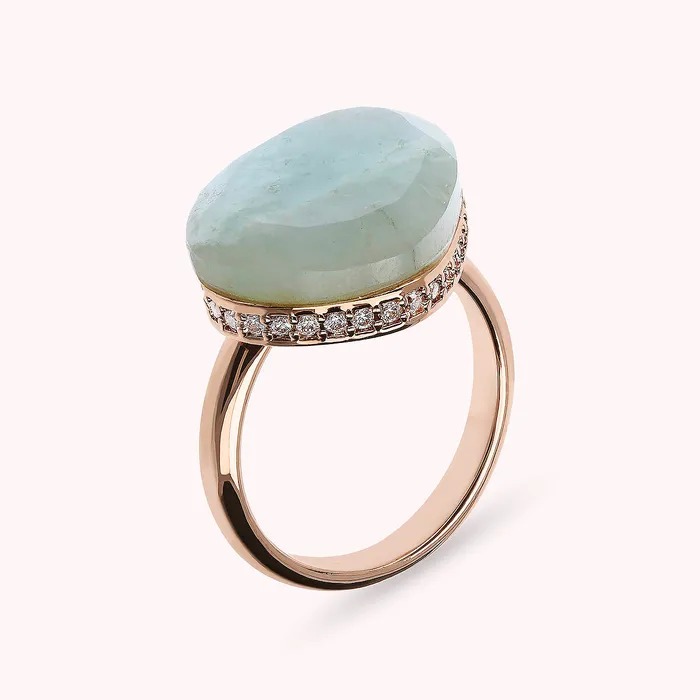 Bronzallure Rings Anello Cocktail Goccia con Pietra Naturale e Cubic Zirconia