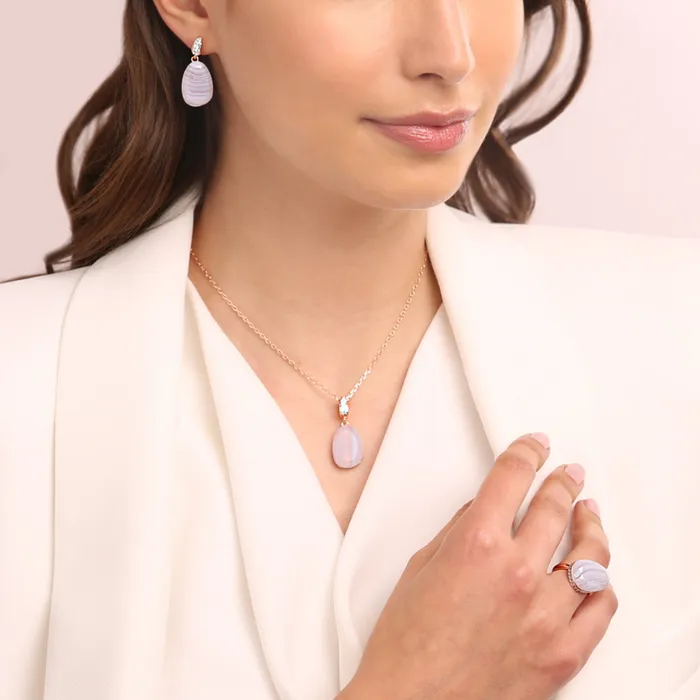 Bronzallure Rings Anello Cocktail Goccia con Pietra Naturale e Cubic Zirconia