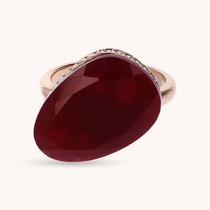 Bronzallure Rings Anello Cocktail Goccia con Pietra Naturale e Cubic Zirconia