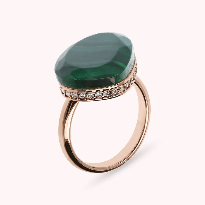 Bronzallure Rings Anello Cocktail Goccia con Pietra Naturale e Cubic Zirconia