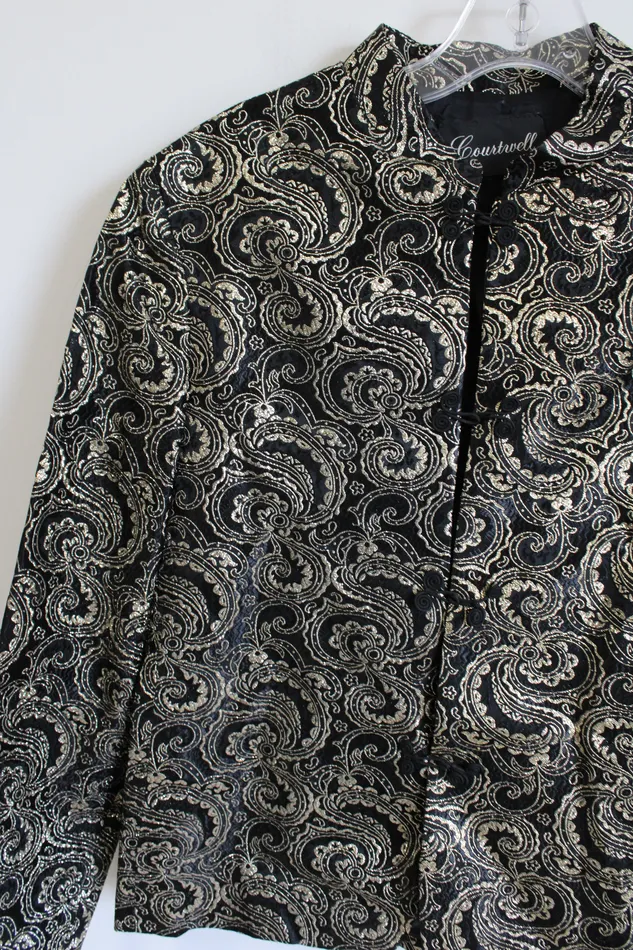 Courtwell Black Gold Paisley Jacket L Petite Courtwell Rings