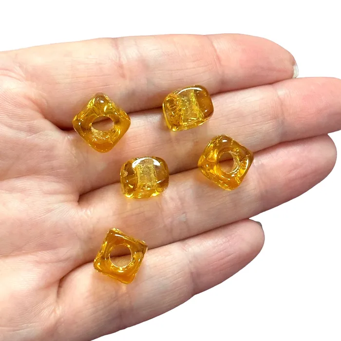 Hand Made Murano Glass Square Beads With 5mm Holes 5 pcs in a pack Peppy Beads Earrings