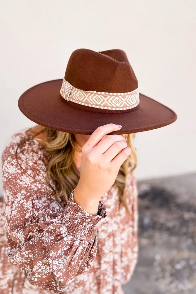 Judson Earrings Julia Wide Brim Felt Hat Brown