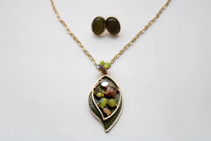 KC Green Gold Earring Necklace Set KC Necklaces