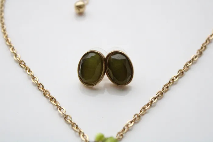 KC Green Gold Earring Necklace Set KC Necklaces