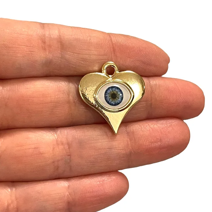 Necklaces Peppy Beads 24Kt Gold Plated Heart Pendant With Eye