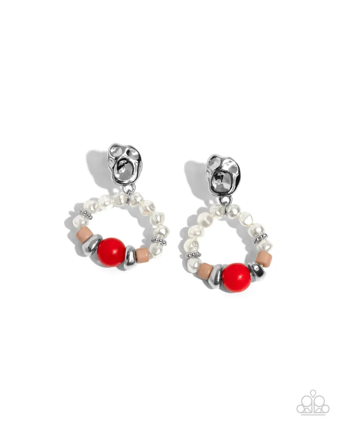Paparazzi Accessories Swirl Selfie Red Earrings