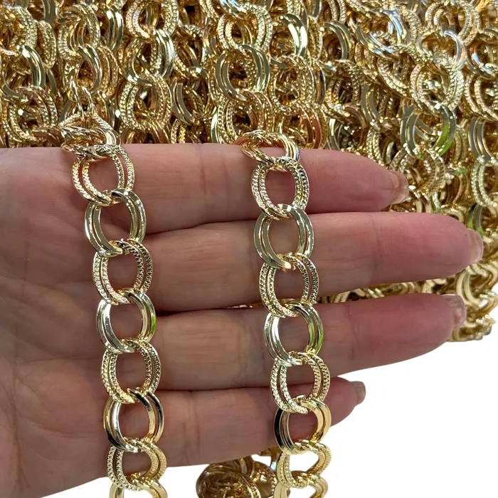 Peppy Beads 24K GoldPlated Textured Oval Link Chain 13x14mm Necklaces