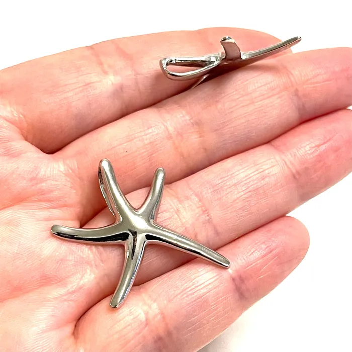 Peppy Beads Earrings Silver Plated Brass Starfish Charms 2 pcs in a pack Peppy Beads Earrings Silver Plated Brass Starfish Charms 2 pcs in a pack