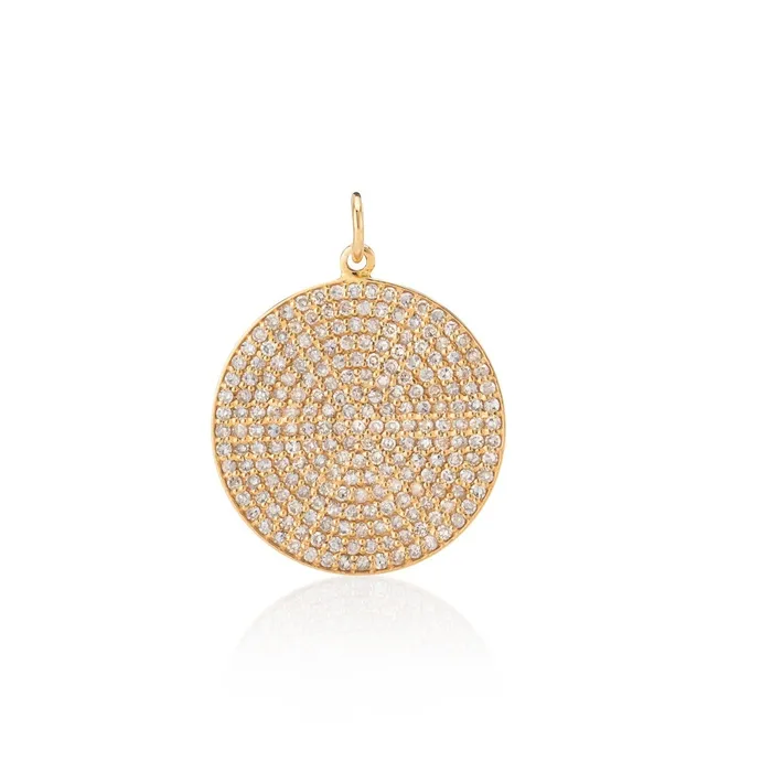 RACHEL LYNN CHICAGO Necklaces Extra Large Yellow Gold and Diamond Disk Pendant