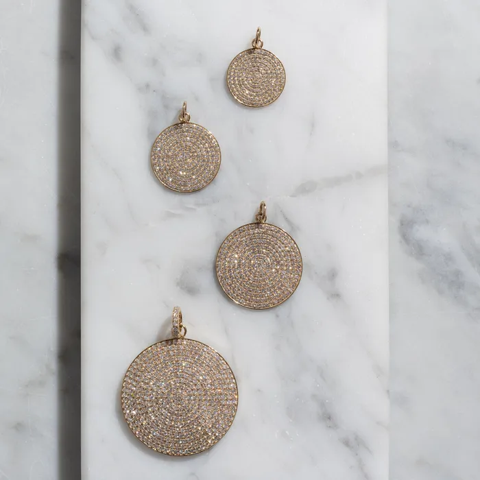 RACHEL LYNN CHICAGO Necklaces Extra Large Yellow Gold and Diamond Disk Pendant