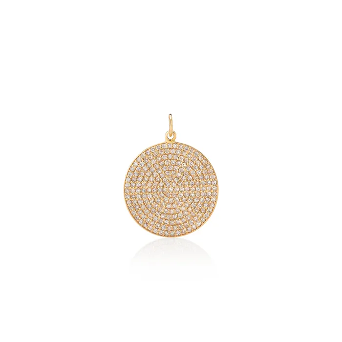 RACHEL LYNN CHICAGO Necklaces Extra Large Yellow Gold and Diamond Disk Pendant