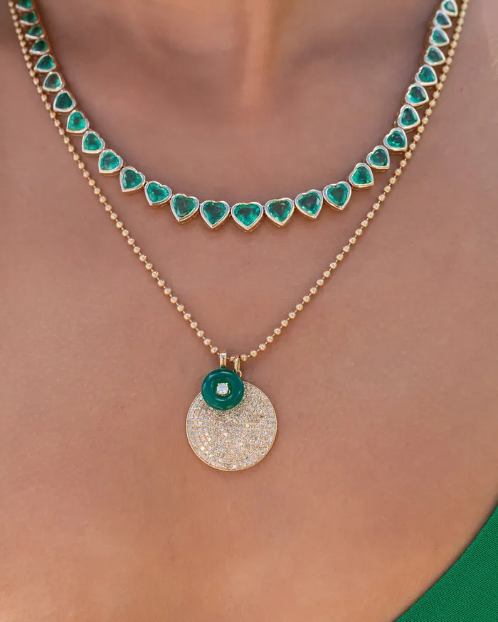 RACHEL LYNN CHICAGO Necklaces Extra Large Yellow Gold and Diamond Disk Pendant