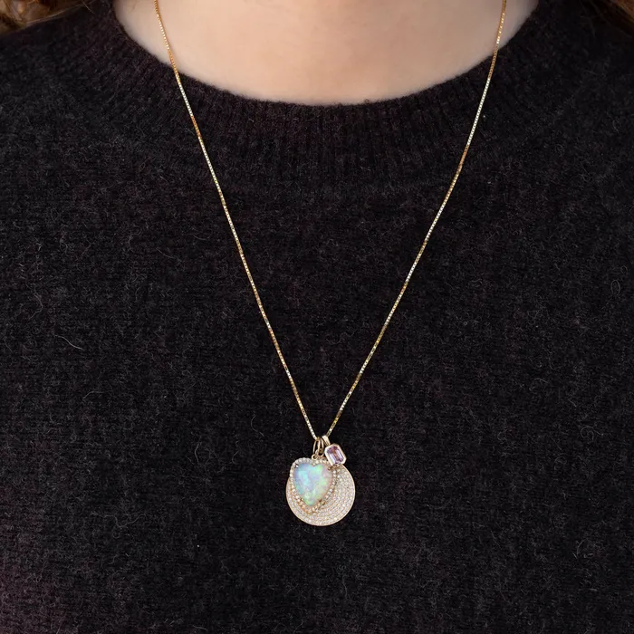 RACHEL LYNN CHICAGO Necklaces Extra Large Yellow Gold and Diamond Disk Pendant