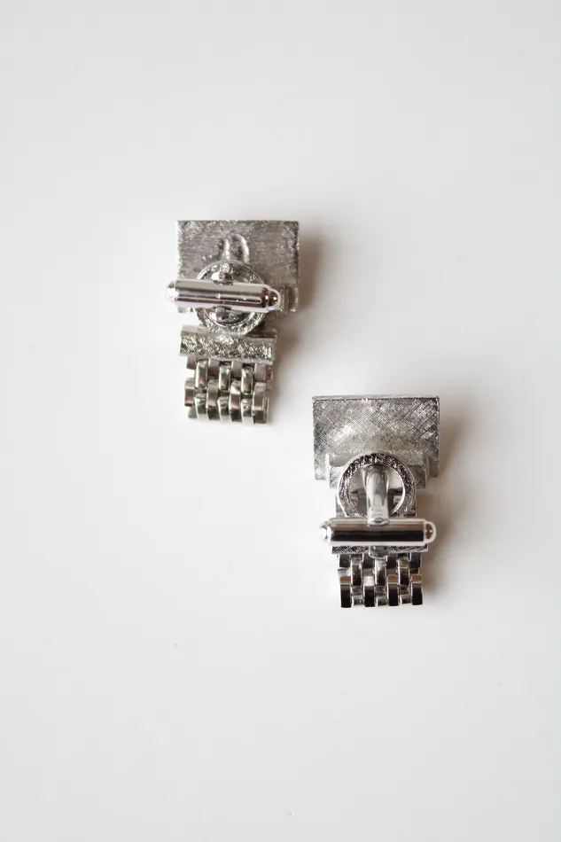 Silver Black Onyx Cuff Links Jubilee Thrift Earrings