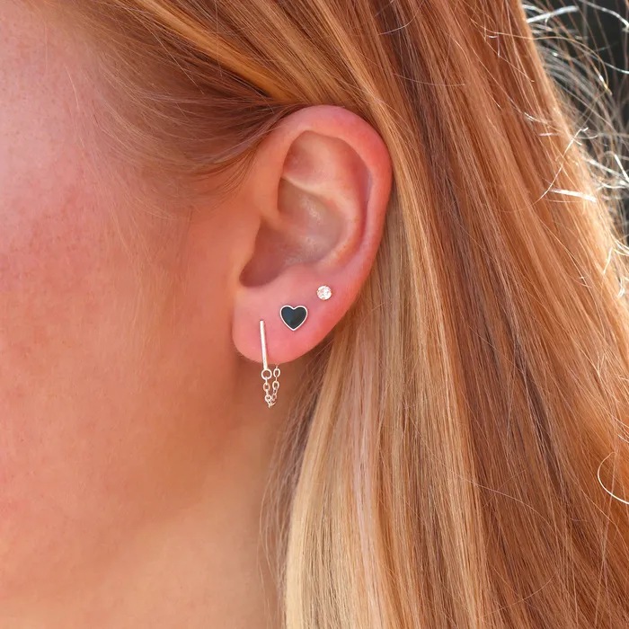 Single Petite Heart Enamel Stud Earrings Kris Nations Earrings