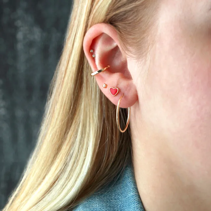 Single Petite Heart Enamel Stud Earrings Kris Nations Earrings