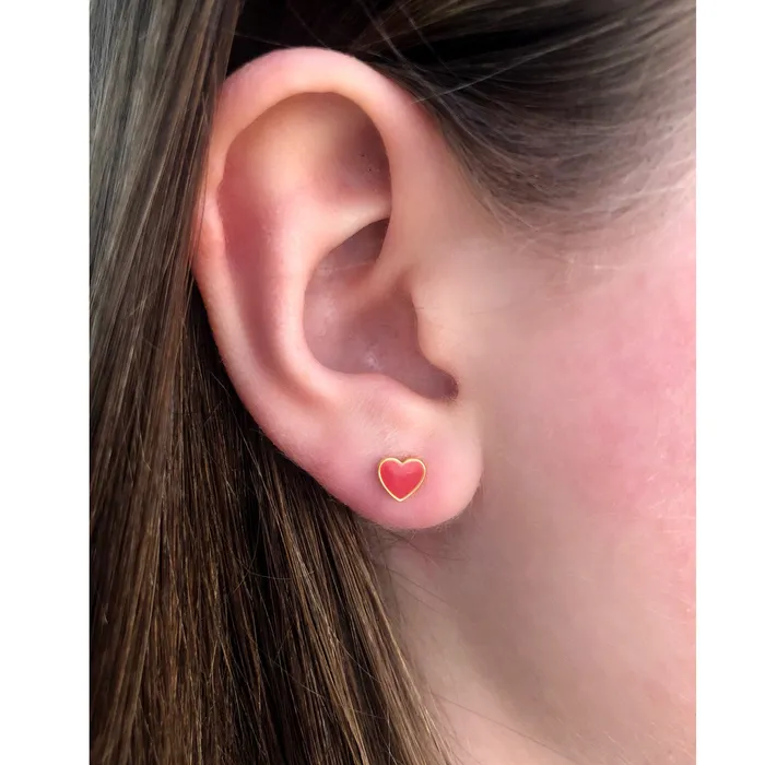 Single Petite Heart Enamel Stud Earrings Kris Nations Earrings