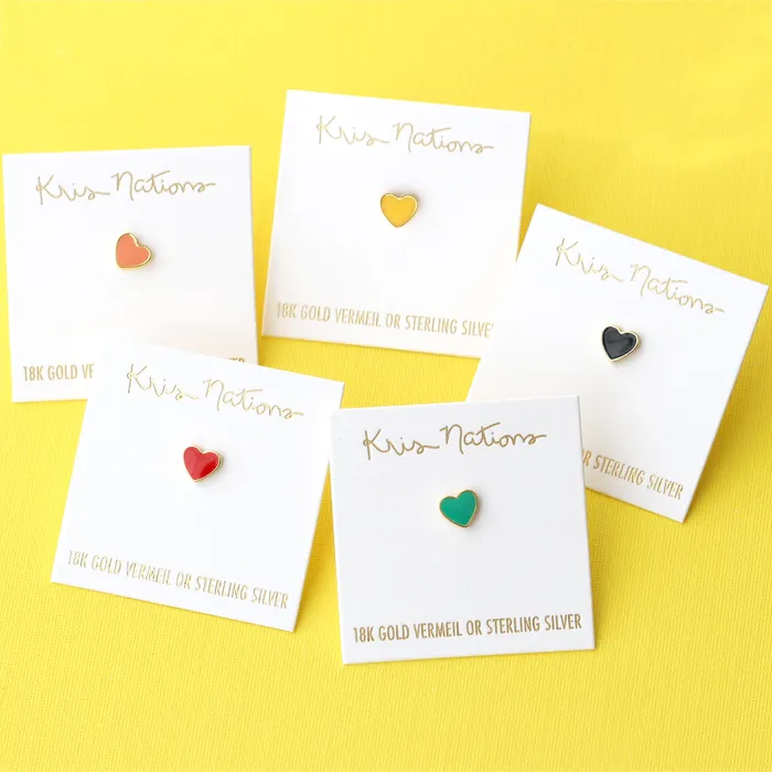 Single Petite Heart Enamel Stud Earrings Kris Nations Earrings