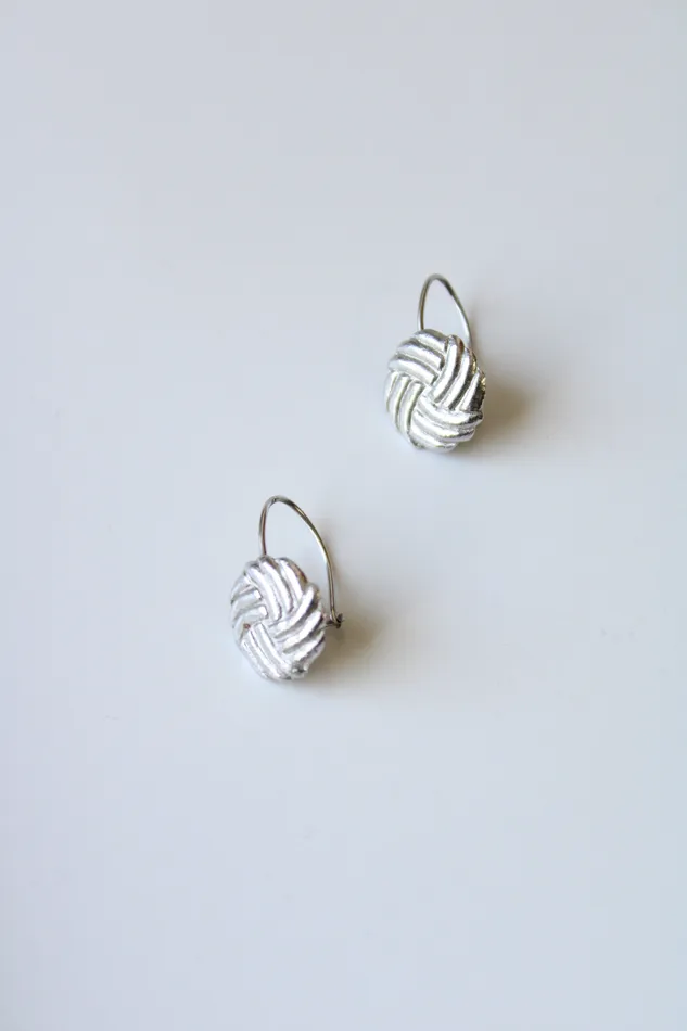 Volleyball Silver Cylinder Earrings Jubilee Thrift Earrings