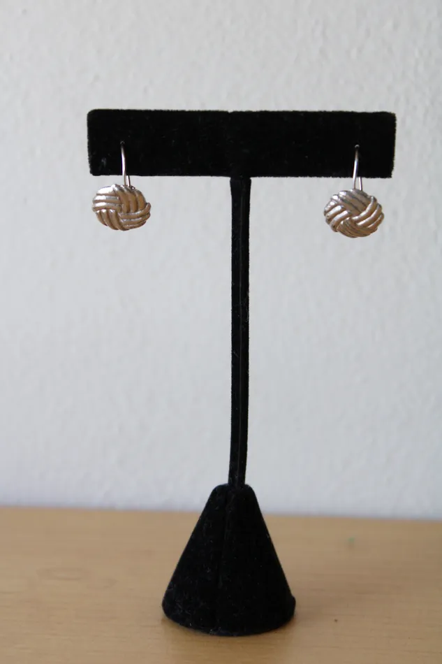 Volleyball Silver Cylinder Earrings Jubilee Thrift Earrings