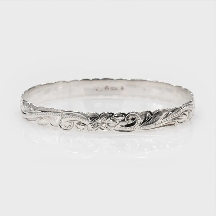 Bracelets 925 Sterling Silver Isla 8mm Kids Plumeria Scroll Bangle rosamarianas Bracelets 925 Sterling Silver Isla 8mm Kids Plumeria Scroll Bangle rosamarianas