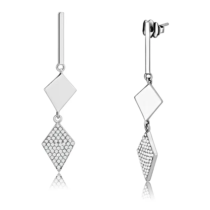 CJ194 Wholesale Womens Stainless Steel AAA Grade CZ Clear Double Diamonds Earrings Green Earrings CJ194 Wholesale Womens Stainless Steel AAA Grade CZ Clear Double Diamonds Earrings Green Earrings