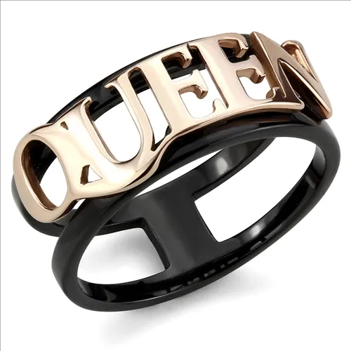 CJE3584 Wholesale Womens Stainless Steel IP Rose Gold IP Black Queen Ring Green Rings CJE3584 Wholesale Womens Stainless Steel IP Rose Gold IP Black Queen Ring Green Rings