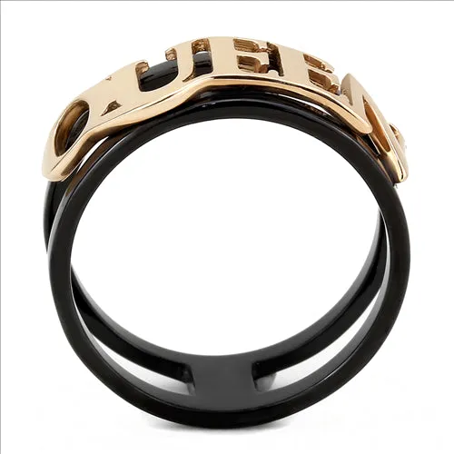 CJE3584 Wholesale Womens Stainless Steel IP Rose Gold IP Black Queen Ring Green Rings CJE3584 Wholesale Womens Stainless Steel IP Rose Gold IP Black Queen Ring Green Rings