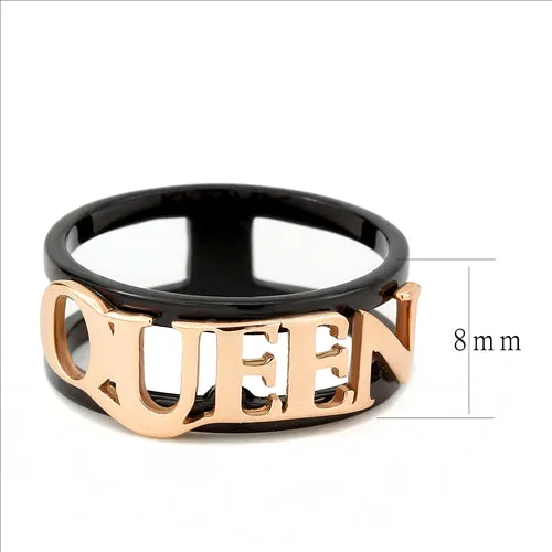 CJE3584 Wholesale Womens Stainless Steel IP Rose Gold IP Black Queen Ring Green Rings CJE3584 Wholesale Womens Stainless Steel IP Rose Gold IP Black Queen Ring Green Rings