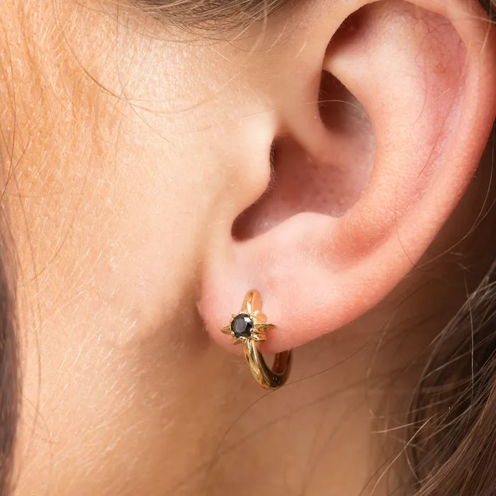 Earrings Scream Pretty Large Black Star Huggie Earrings Earrings Scream Pretty Large Black Star Huggie Earrings