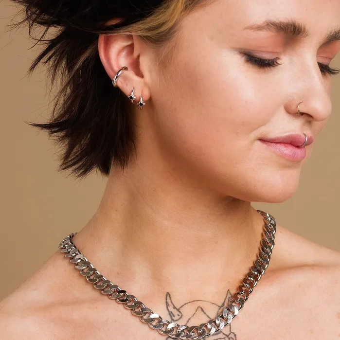 Earrings Scream Pretty Large Black Star Huggie Earrings Earrings Scream Pretty Large Black Star Huggie Earrings