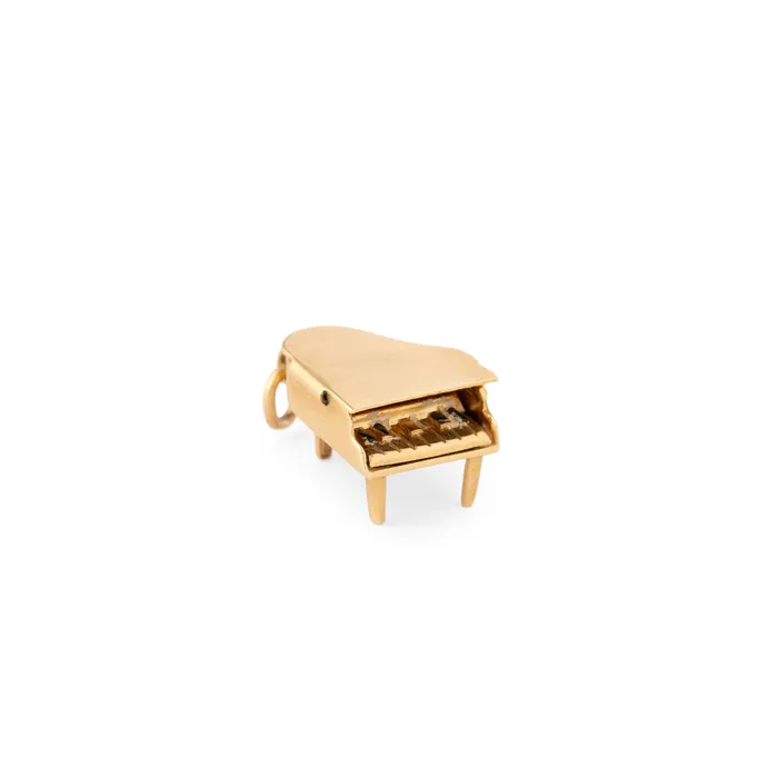 Earrings Vintage Movable 14k Gold and Enamel Piano Charm