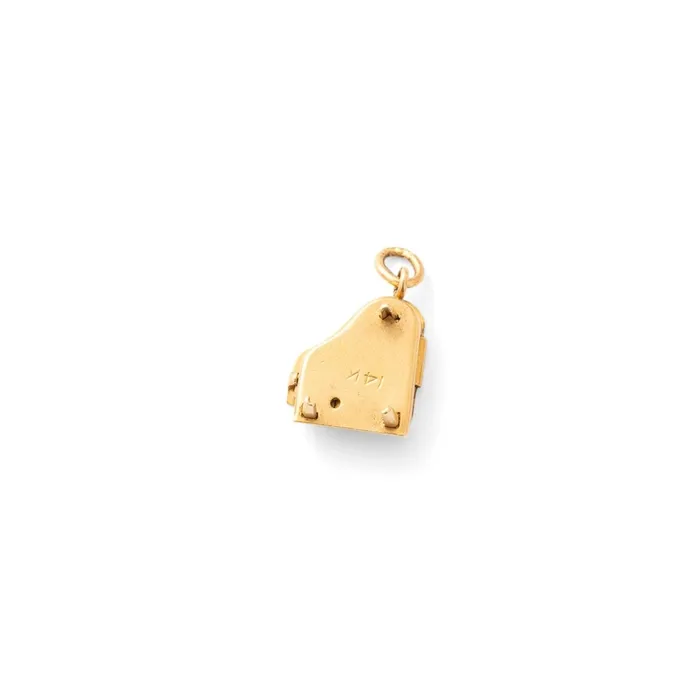 Earrings Vintage Movable 14k Gold and Enamel Piano Charm