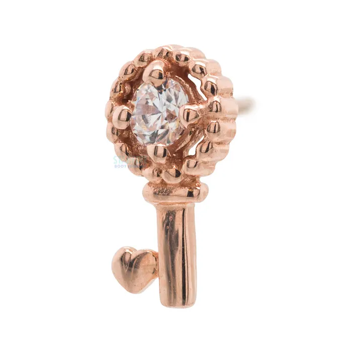 Junipurr Jewelry Necklaces threadless Key with Heart End in Gold with CZ