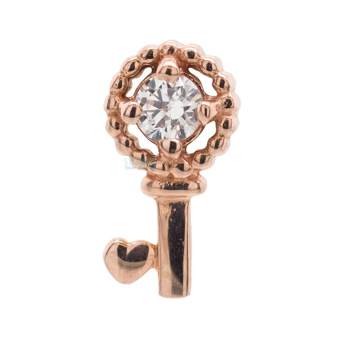Junipurr Jewelry Necklaces threadless Key with Heart End in Gold with CZ