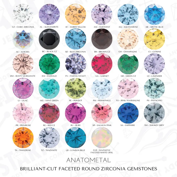 Rings Anatometal Noble Fan Threaded End in White Gold with 15mm BrilliantCut Gems