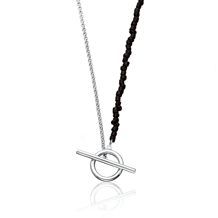 Scream Pretty Necklaces Silver Black Bead and Chain TBar Necklace