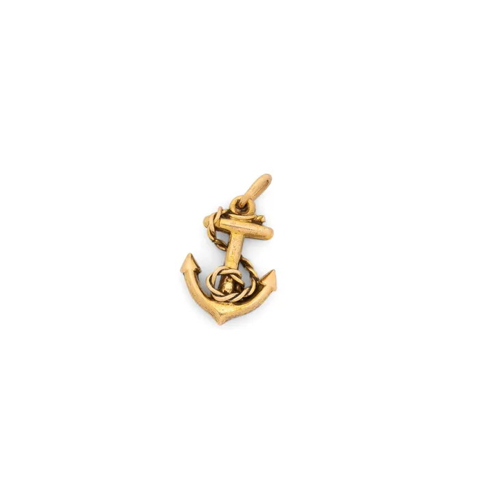 Vintage Nautical Anchor 14K Gold Charm Earrings