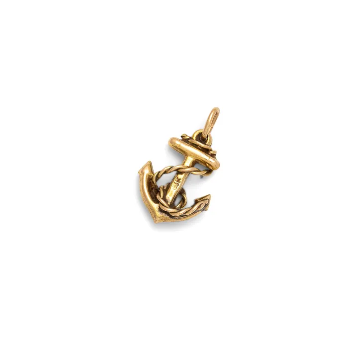 Vintage Nautical Anchor 14K Gold Charm Earrings