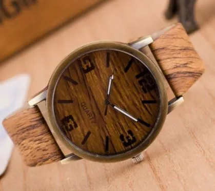 01 Watches W455 Dark Woodgrain Quartz Watch