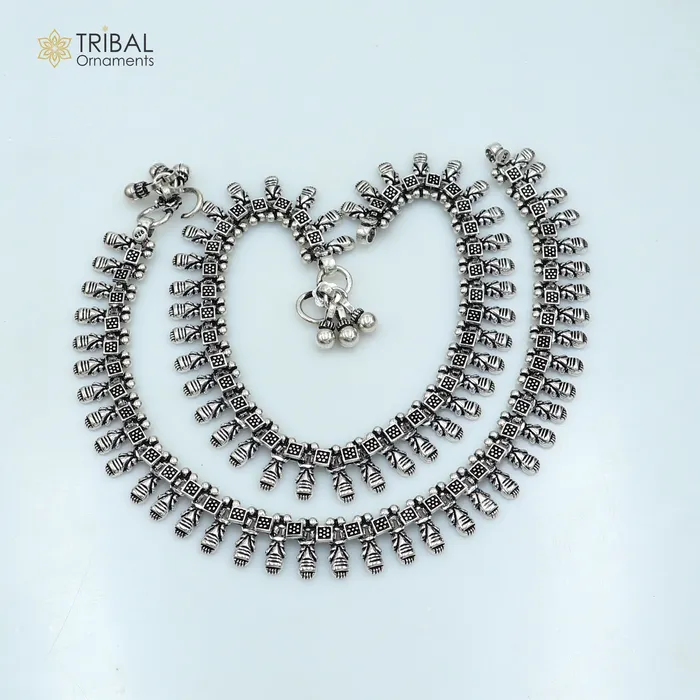 11 925 sterling silver handmade anklets foot bracelet ankle bracelet belly dance jewelry from India ank665 TRIBAL ORNAMENTS Bracelets 11 925 sterling silver handmade anklets foot bracelet ankle bracelet belly dance jewelry from India ank665 TRIBAL ORNAMENTS Bracelets