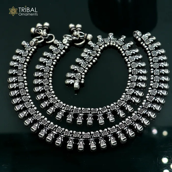 11 925 sterling silver handmade anklets foot bracelet ankle bracelet belly dance jewelry from India ank665 TRIBAL ORNAMENTS Bracelets 11 925 sterling silver handmade anklets foot bracelet ankle bracelet belly dance jewelry from India ank665 TRIBAL ORNAMENTS Bracelets