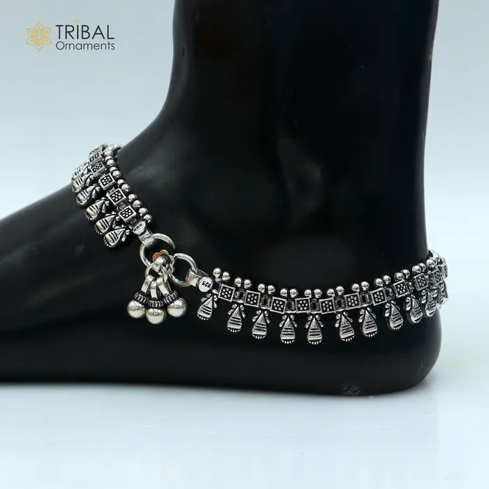 11 925 sterling silver handmade anklets foot bracelet ankle bracelet belly dance jewelry from India ank665 TRIBAL ORNAMENTS Bracelets 11 925 sterling silver handmade anklets foot bracelet ankle bracelet belly dance jewelry from India ank665 TRIBAL ORNAMENTS Bracelets