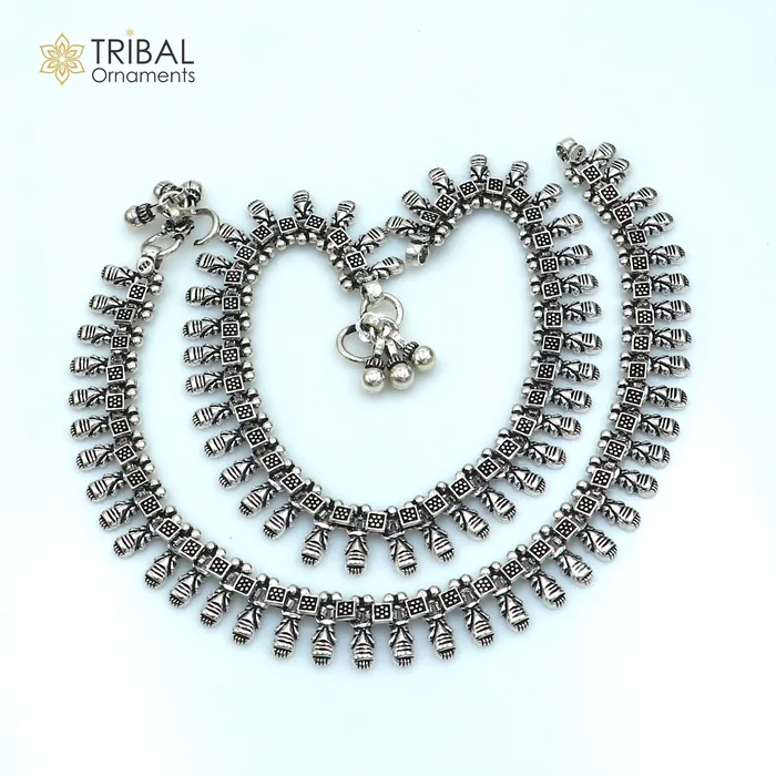 11 925 sterling silver handmade anklets foot bracelet ankle bracelet belly dance jewelry from India ank665 TRIBAL ORNAMENTS Bracelets 11 925 sterling silver handmade anklets foot bracelet ankle bracelet belly dance jewelry from India ank665 TRIBAL ORNAMENTS Bracelets