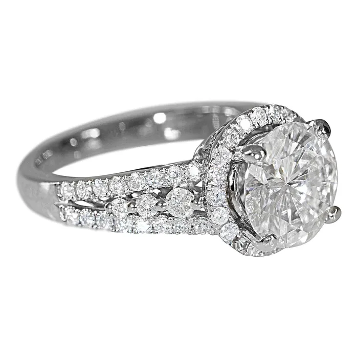 9mm Round Center 14KW Thick Band with Diamond Shoulders and Halo Filigree Basket Design Ring Fire Brilliance Rings 9mm Round Center 14KW Thick Band with Diamond Shoulders and Halo Filigree Basket Design Ring Fire Brilliance Rings