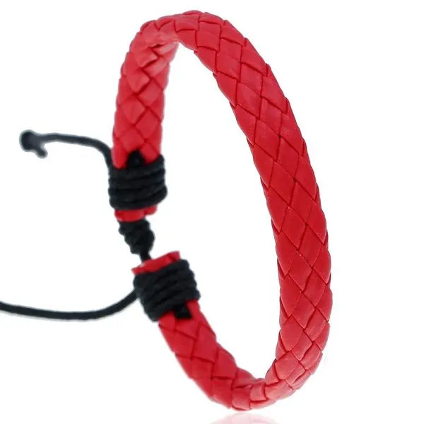 B712 Red Leather Bracelet 01 Bracelets