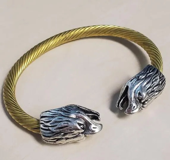 B941 Silver Gold Eagle Cuff Bracelet alice Bracelets